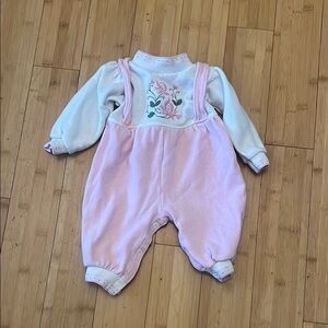 Carter's Pink and White Footies with Embroidered Details